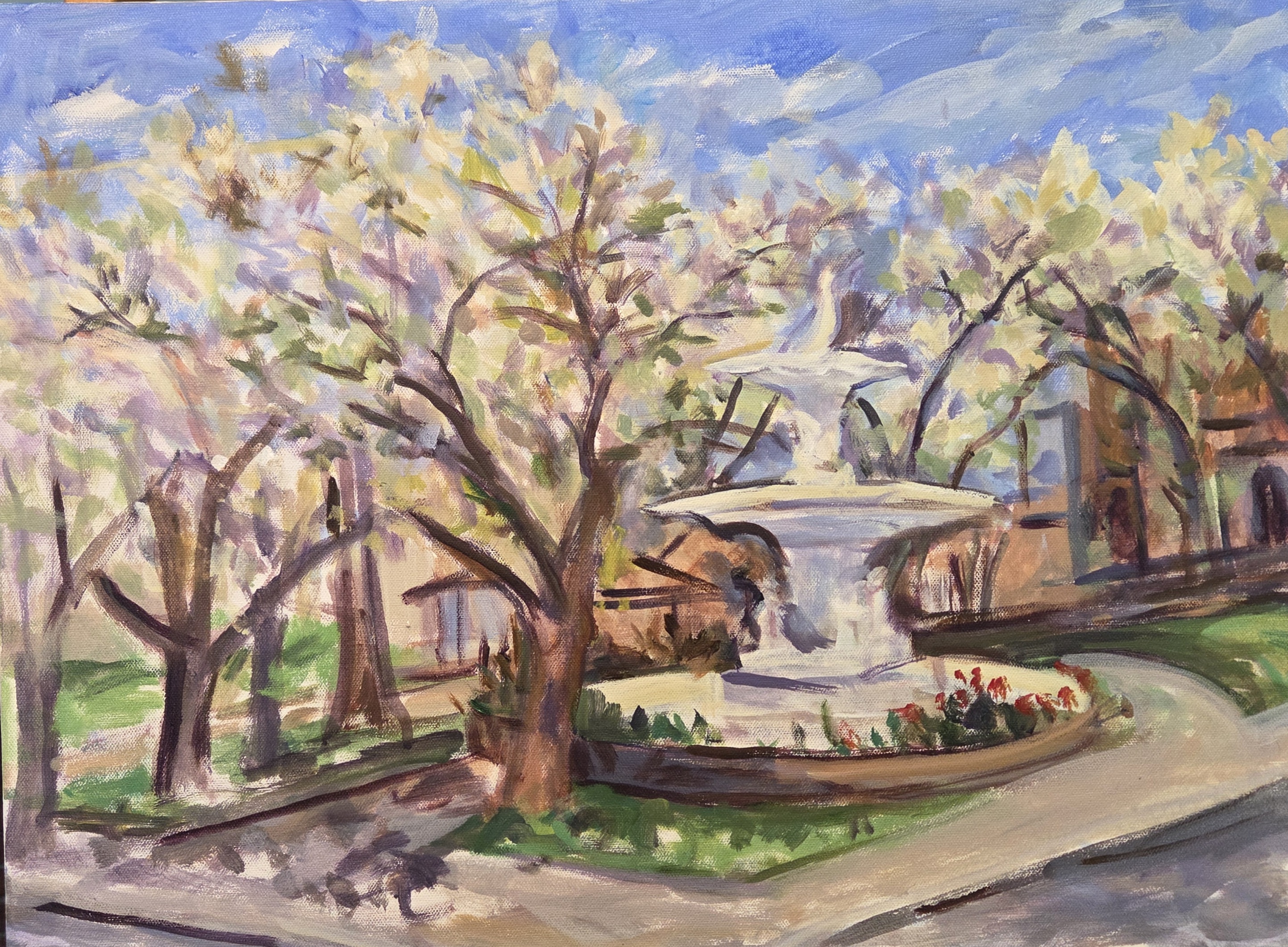 Soldiers Memorial Fountain in Bloom